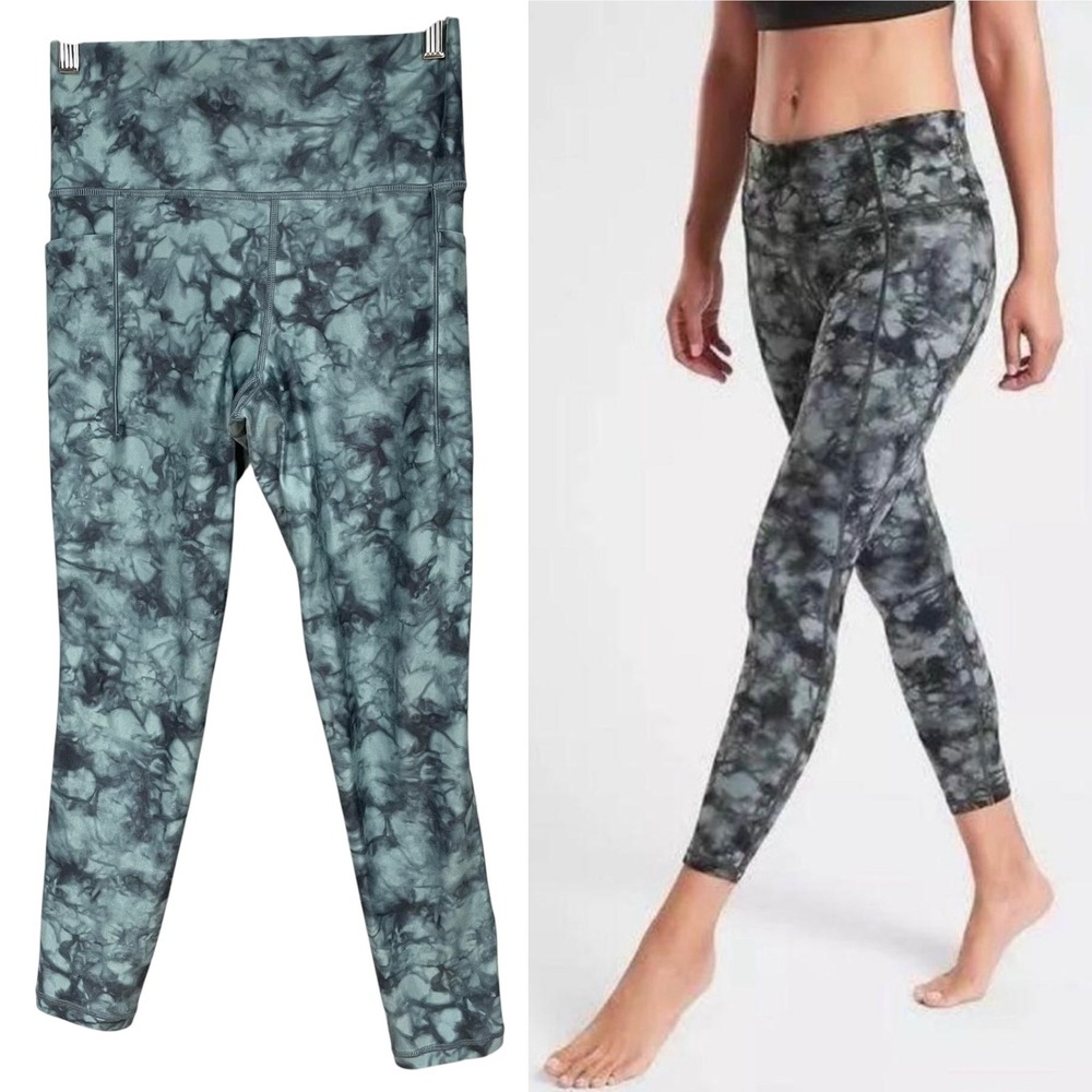 Athleta Tie-Dye Leggings Salutation Stash Pocket II Printed 7/8 Tight Size Small